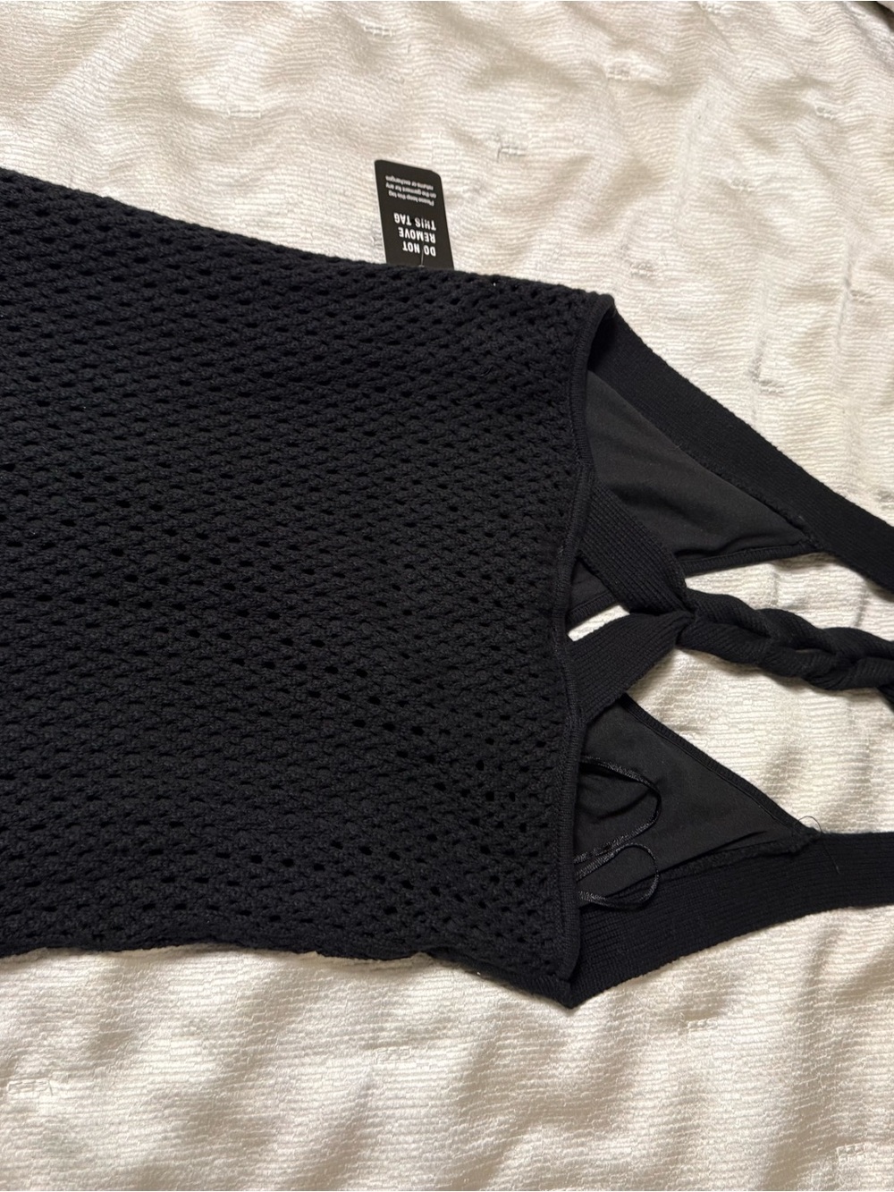 Express Black Crochet Backless Halter Maxi - Picture 6 of 9